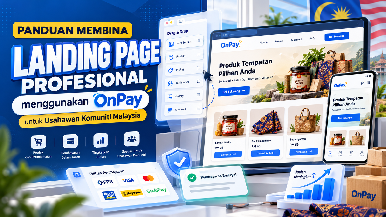 Panduan Membina Landing Page Profesional Menggunakan OnPay untuk Usahawan Komuniti Malaysia